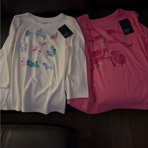 Crown & Ivy Girls White and Pink 3/4 Sleeve Tops